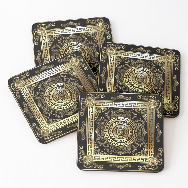 Item preview, Baroque Gold Black Greek Key Meander designed and sold by Yiorgos Designs.