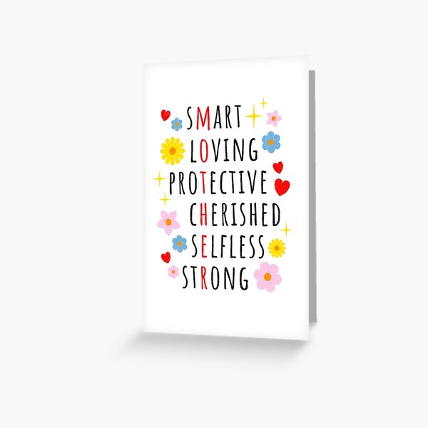 Item preview, Mother: Cute list of adjectives making an acronym designed and sold by Happy Puppy Print On Demand.