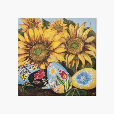 Ukrainian Pysanka & Sunflowers For UNICEF Art Board Print