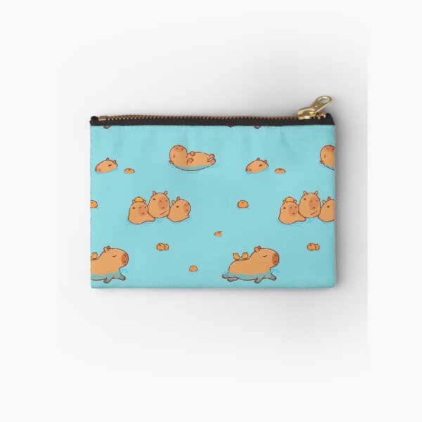 Item preview, Capybara hot spring pattern swimming with oranges, yuzu designed and sold by manydoodles.