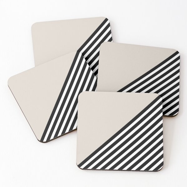 Item preview, Geometric Art Color Block and Stripes in Ivory, Black and White designed and sold by meggydesigns.