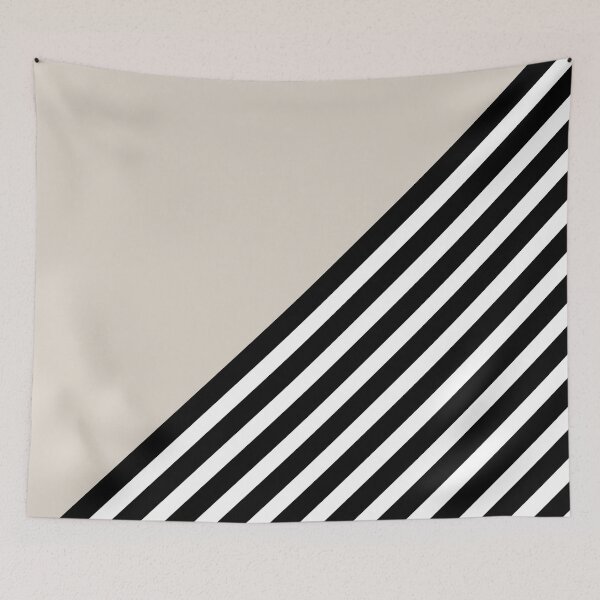 Item preview, Geometric Art Color Block and Stripes in Ivory, Black and White designed and sold by meggydesigns.