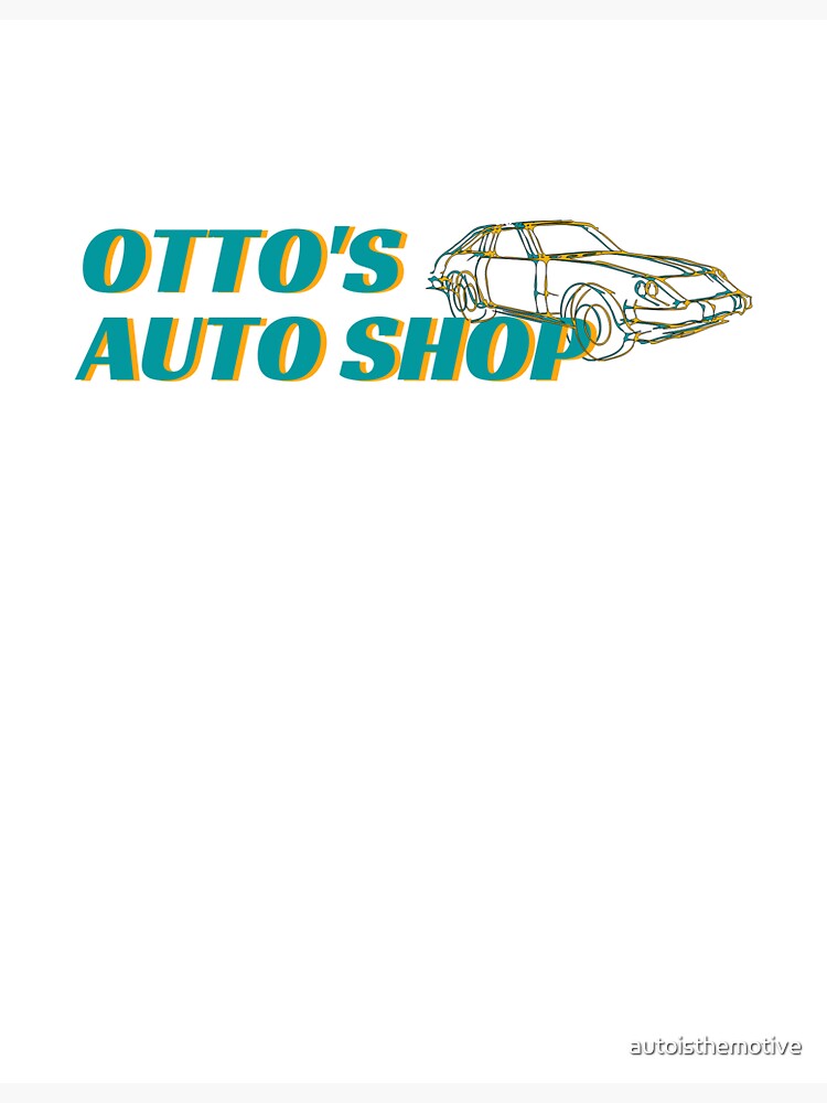"Ottos' auto shop" Sticker by autoisthemotive Redbubble