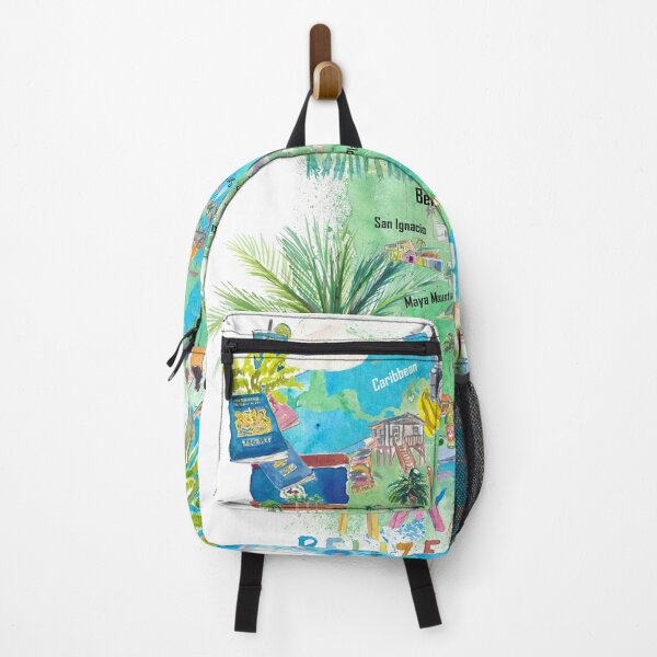 Item preview, Belize Caribbean Illustrated Travel Map with Roads and Tourist Highlights designed and sold by artshop77.