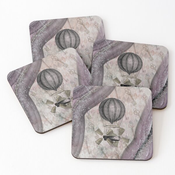 Item preview, Vintage Steampunk Glam Purple Airship And Skeleton Keys Glitter designed and sold by ChicoryJunction.