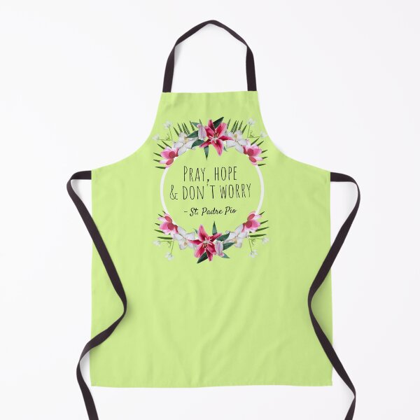 Item preview, Pray Hope and Don't Worry, Comforting St. Padre Pio Quote With Flowers designed and sold by IceCreamMuseum.