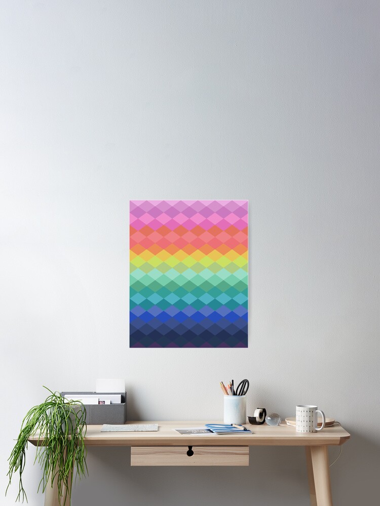 Thumbnail 2 of 3, Poster, Mod Diamond Rainbow Pattern designed and sold by JuneJournal.
