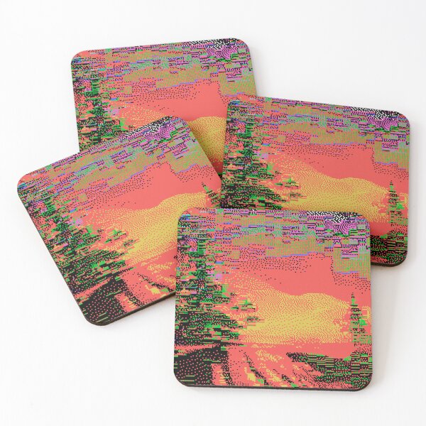 Item preview, Glitchy Bits Pink Landscape - dither on early tech designed and sold by Plastic Memory Archive.