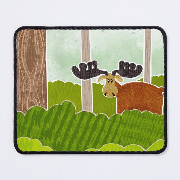 Item preview, Cute Moose in the forest with large antlers and a curious look on its face. designed and sold by Kelly Lees.