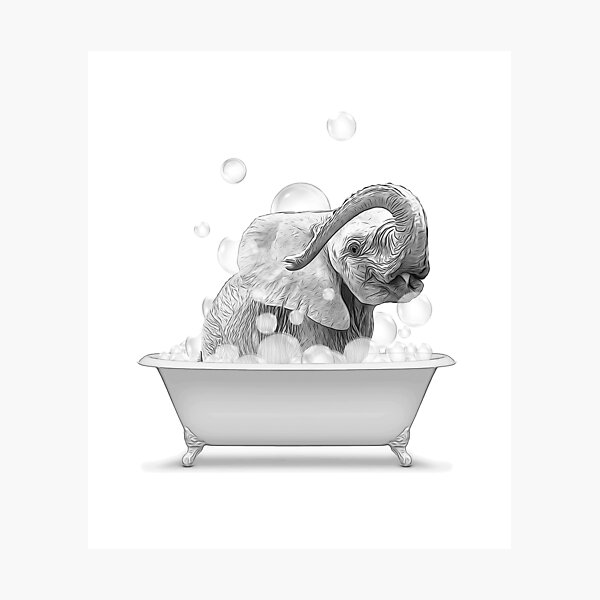 "bathroom art, funny elephant wall art, bathroom wall art, bathroom