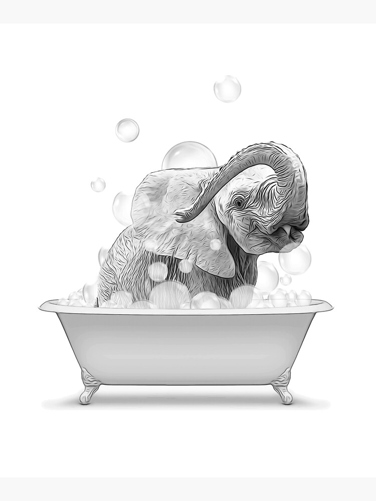 "bathroom art, funny elephant wall art, bathroom wall art, bathroom