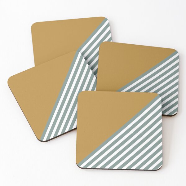 Artikelvorschau, Geometric Art Color Block and Stripes Yellow, Teal Green and White entworfen und verkauft von meggydesigns.