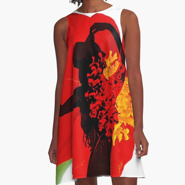 A female shade of red flower A-Line Dress