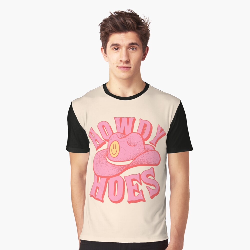 Howdy Hoes | Pink Cowboy Cowgirl Rodeo Hat Preppy Aesthetic | MEME HOWDY Y'ALL | White Background Classic T-Shirt