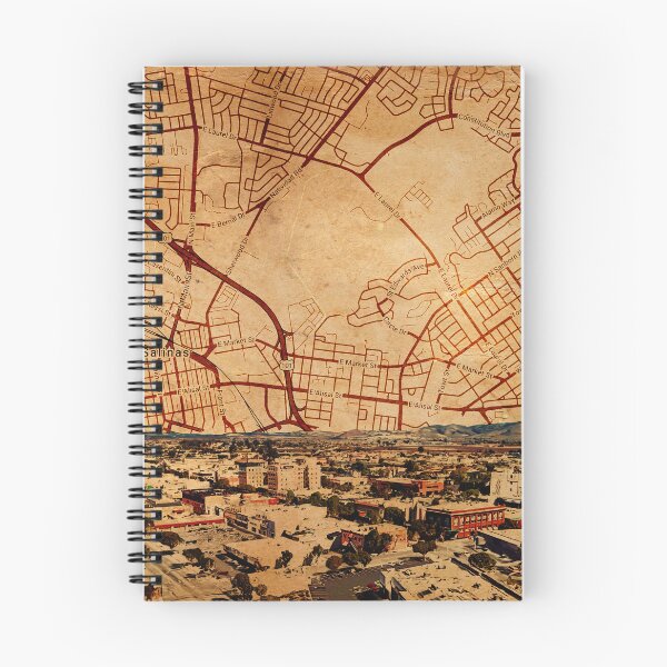 Artikelvorschau, Salinas, Kalifornien - Panorama und Karte des zentralen Teils entworfen und verkauft von NickoPrints.