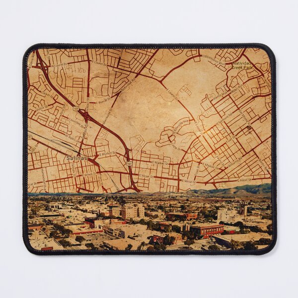 Item preview, Salinas, California - panorama and map of the central part designed and sold by NickoPrints.