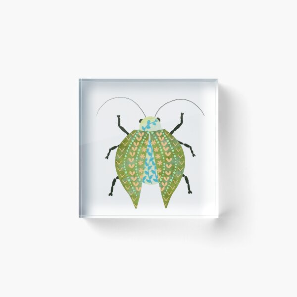 Item preview, Green Folk Art Beetle designed and sold by Kelly Lees.