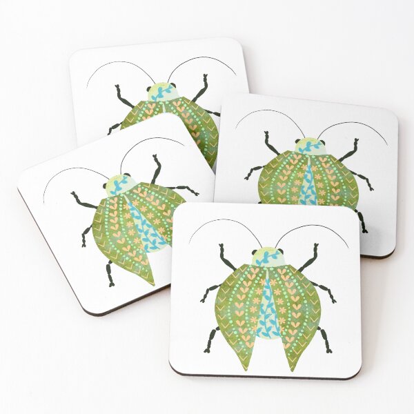 Item preview, Green Folk Art Beetle designed and sold by Kelly Lees.