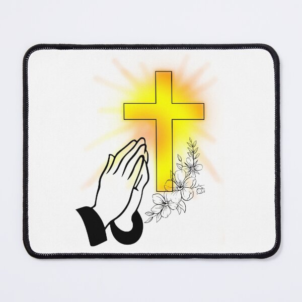 Artikelvorschau, Betende Hände mit einem leuchtenden Kreuz entworfen und verkauft von RonelBroderick.