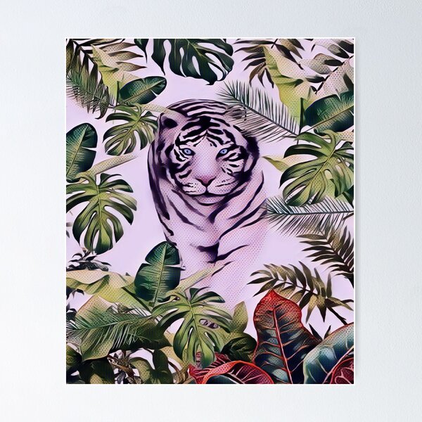 Vista previa del artículo con la obra «Selva del tigre blanco», diseñado y vendido por HappyLifeCreate.