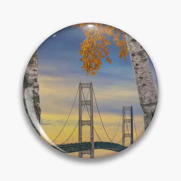 Item preview, Autumn Trees in Mackinaw City by Mackinac Bridge designed and sold by Randall Nyhof.