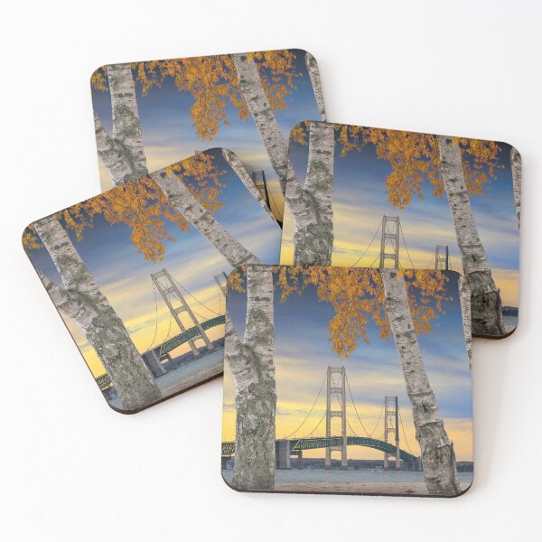 Item preview, Autumn Trees in Mackinaw City by Mackinac Bridge designed and sold by Randall Nyhof.