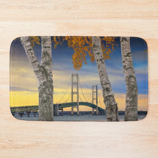 Item preview, Autumn Trees in Mackinaw City by Mackinac Bridge designed and sold by Randall Nyhof.