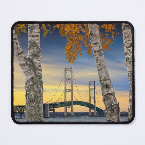 Item preview, Autumn Trees in Mackinaw City by Mackinac Bridge designed and sold by Randall Nyhof.