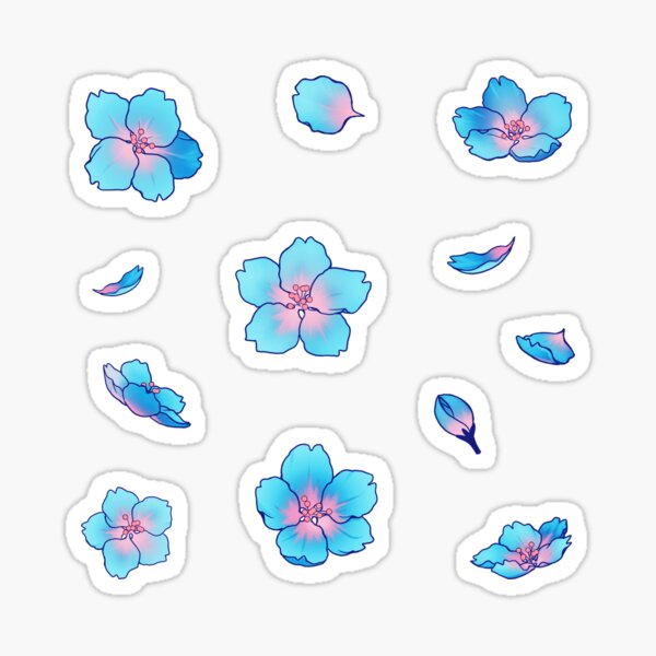 Item preview, Falling blue-pink Sakura Cherry Blossom petals designed and sold by arterialmotive.