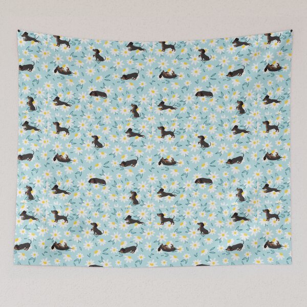 Item preview, Floral Daisy Dachshund Pattern designed and sold by Daschunddesigns.