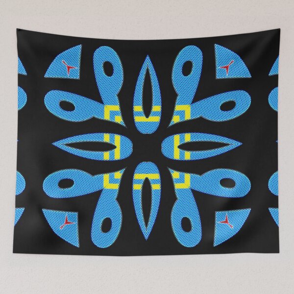 Item preview, GEOMETRIC ABSTRACT MASK PATTERN WITH ARUBAN FLAG COLORS - ARRUBA ONE HAPPY ISLAND 10. designed and sold by Ralek.