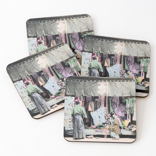 Item preview, 1890 Japanese couple buying fabric designed and sold by retrophotoworks.