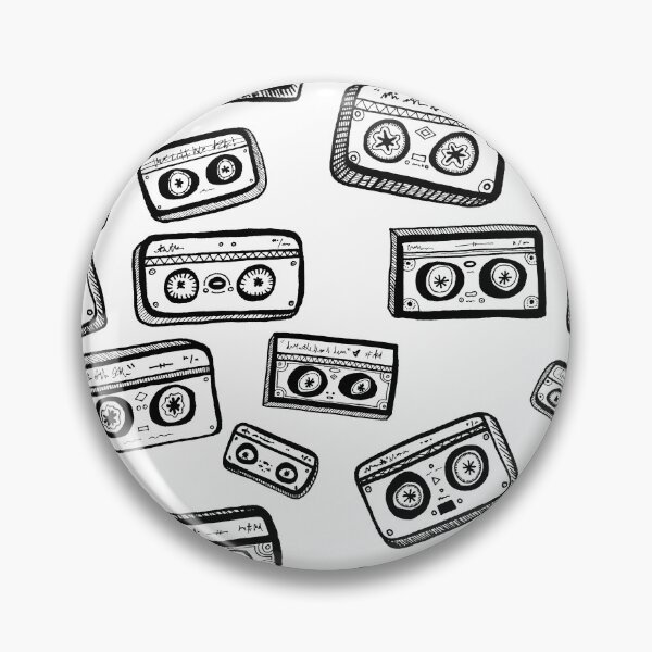 Item preview, Retro Cassettes Hand-Doodled Pattern (Black and White) designed and sold by JynnDoesArt.