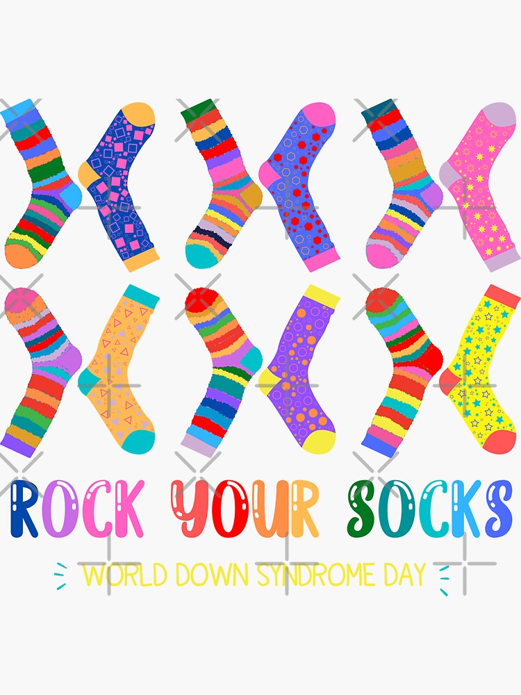 "World down syndrome day socks WDSD Rock Your Socks Awareness" Sticker