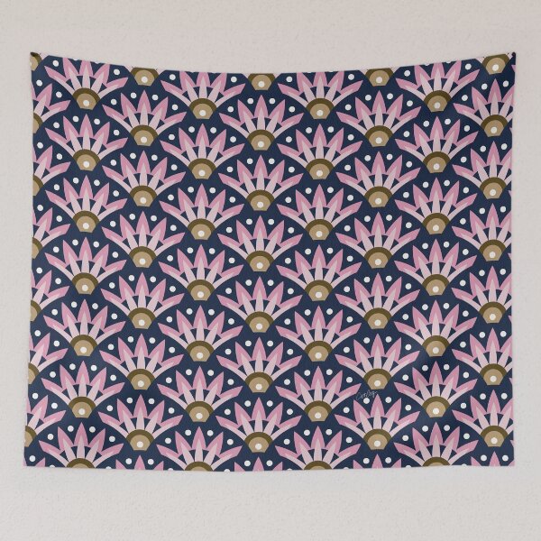 Item preview, Sunshine Seigaiha Wave – Blush & Navy designed and sold by Cat Coquillette.