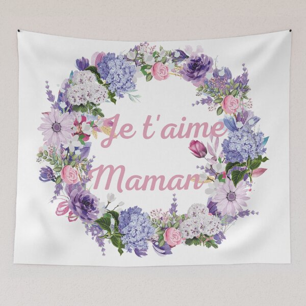 Item preview, Je t'aime maman couronne de fleurs mauve  designed and sold by SoniaCoteStudio.