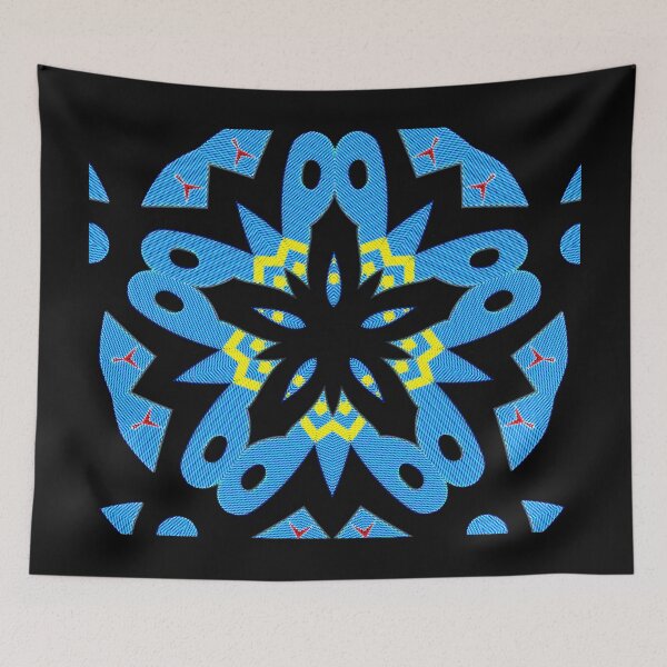Item preview, GEOMETRIC ABSTRACT MASK PATTERN WITH ARUBAN FLAG COLORS - ARRUBA ONE HAPPY ISLAND 11. designed and sold by Ralek.