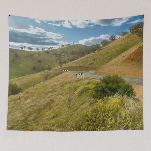 Item preview, Winding Australian country road through a dry grassy hillside vista designed and sold by James-Cole.
