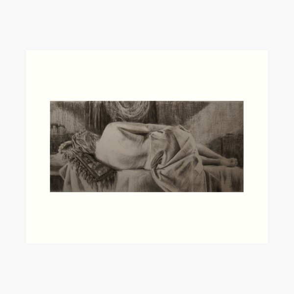 Nude Drawing with Drapes by Adelaide Artist Avril Thomas Art Print