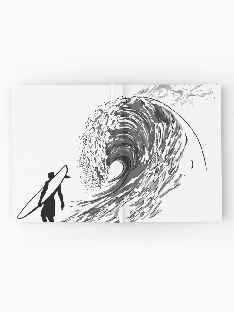 Surfer Wave Draw Sea Surf Water Hardcover Journal