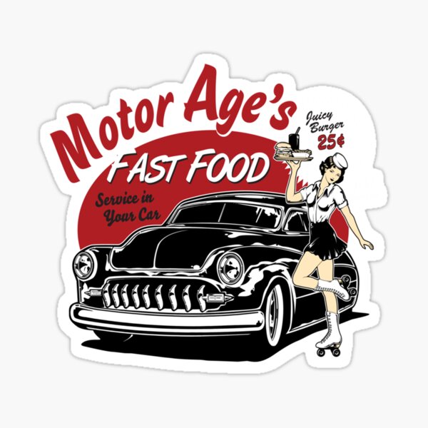 Vista previa del artículo con la obra «Comida rápida de la era del motor Camiseta esencial», diseñado y vendido por AlejandraAcuna.