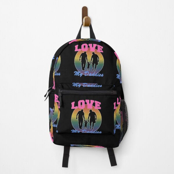 Item preview, Love My Daddies Silhouette Design on Rainbow Sun - Arched Pink and Blue Type designed and sold by LthrDaddyBear.