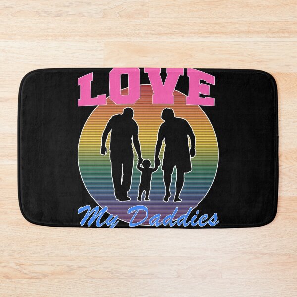 Item preview, Love My Daddies Silhouette Design on Rainbow Sun - Arched Pink and Blue Type designed and sold by LthrDaddyBear.