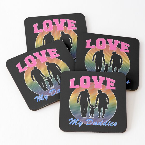 Item preview, Love My Daddies Silhouette Design on Rainbow Sun - Arched Pink and Blue Type designed and sold by LthrDaddyBear.