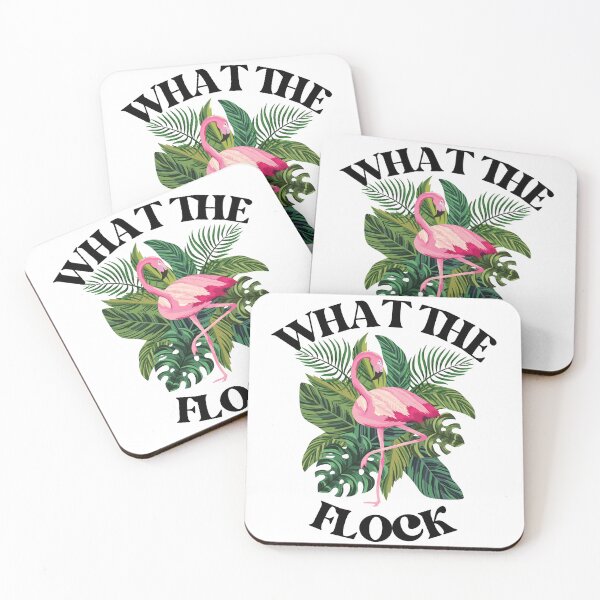 Item preview, What The Flock, Pink Flamingo in Green Tropical Palm Leaves designed and sold by Black11Flamingo.