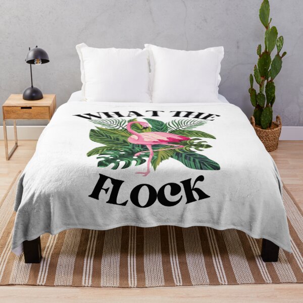Item preview, What The Flock, Pink Flamingo in Green Tropical Palm Leaves designed and sold by Black11Flamingo.