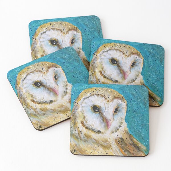 Item preview, Barn Owl with Blue Background designed and sold by CurlyClaraBelle.