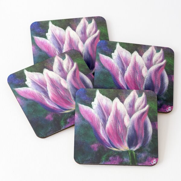 Item preview, Pink and Purple Tulip Flower Painting By Jolene Edwards designed and sold by CurlyClaraBelle.