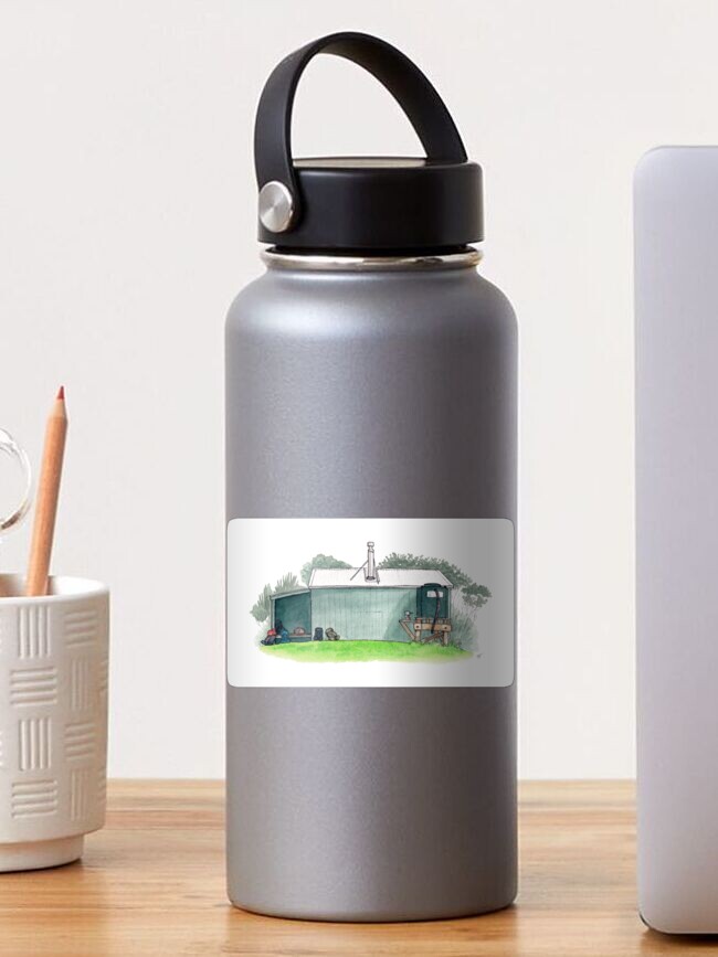Thumbnail 1 of 3, Sticker, Rakeahua Hut - Stewart Island Watercolour designed and sold by tomnapper.