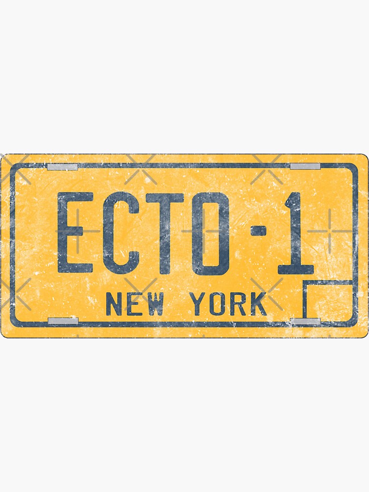 &ldquo;Ghostbusters - Ecto-1 License Plate - Dirty&rdquo; Sticker for Sale by